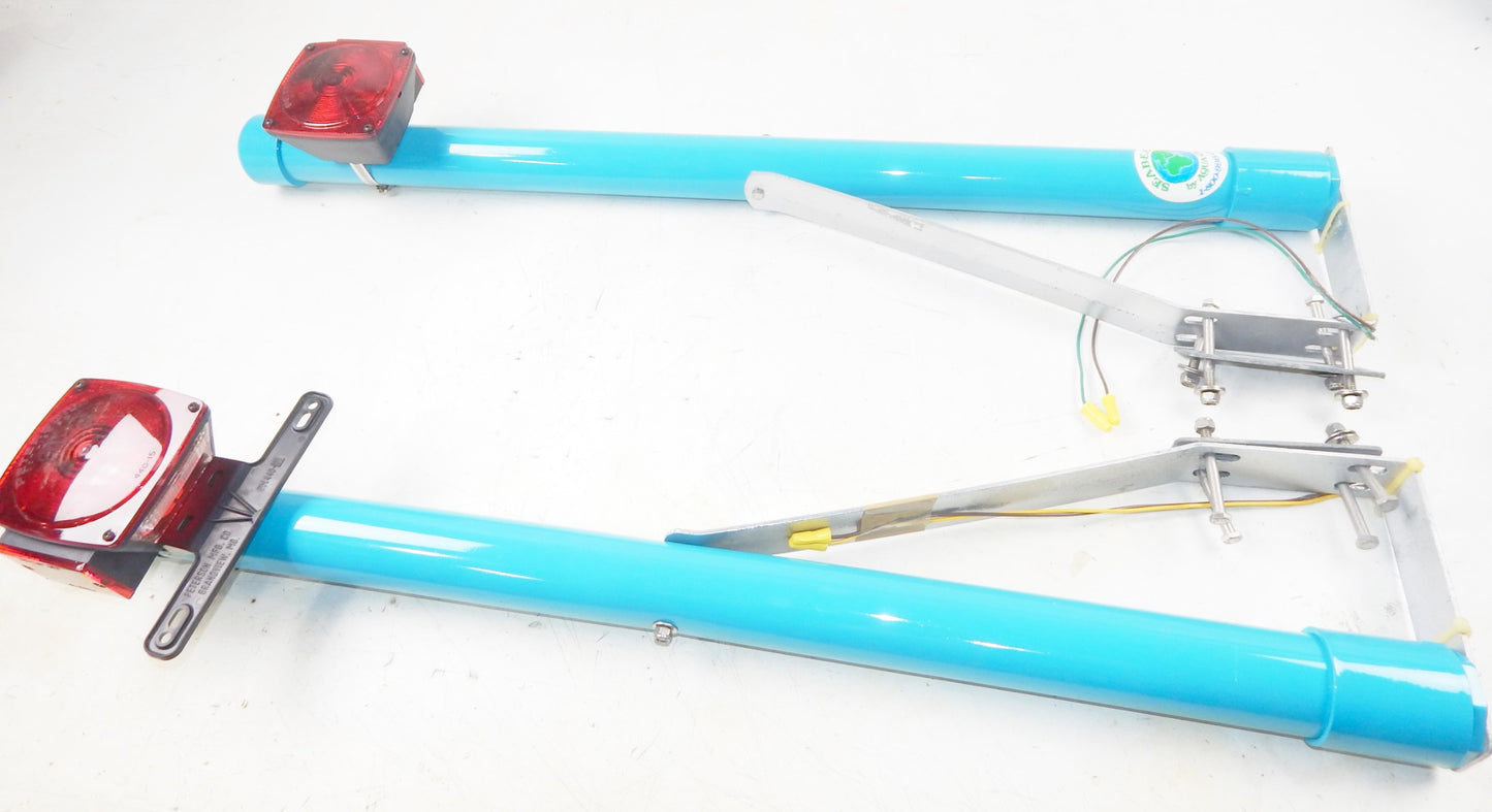 BOAT TRAILER LIGHT BLUE 2"-4" FRAME CHANNEL SEA BEAMS POST WITH LIGHTS VINTAGE - MotoRaider