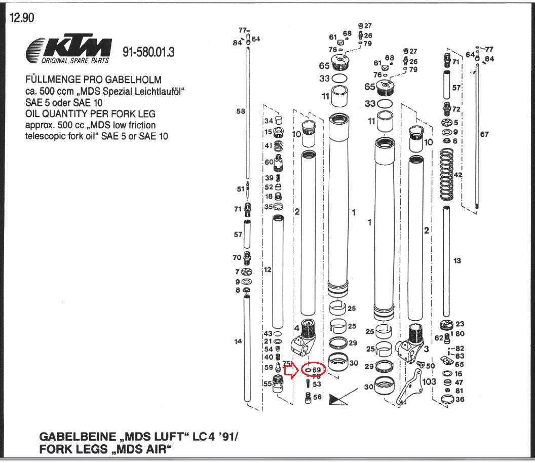 OEM KTM 1990 500/600 LC4 MX/D-DX/ FRONT FORK DAMPER SCREWING WASHER 58001569000 - MotoRaider