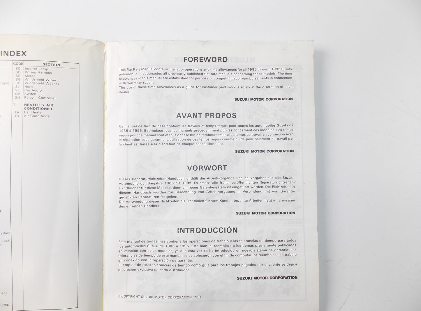 NOS OEM 1995 SUZUKI WARRANTY FLAT RATE MANUAL AUTOMOBILE & 4WD 9955002950015 - MotoRaider