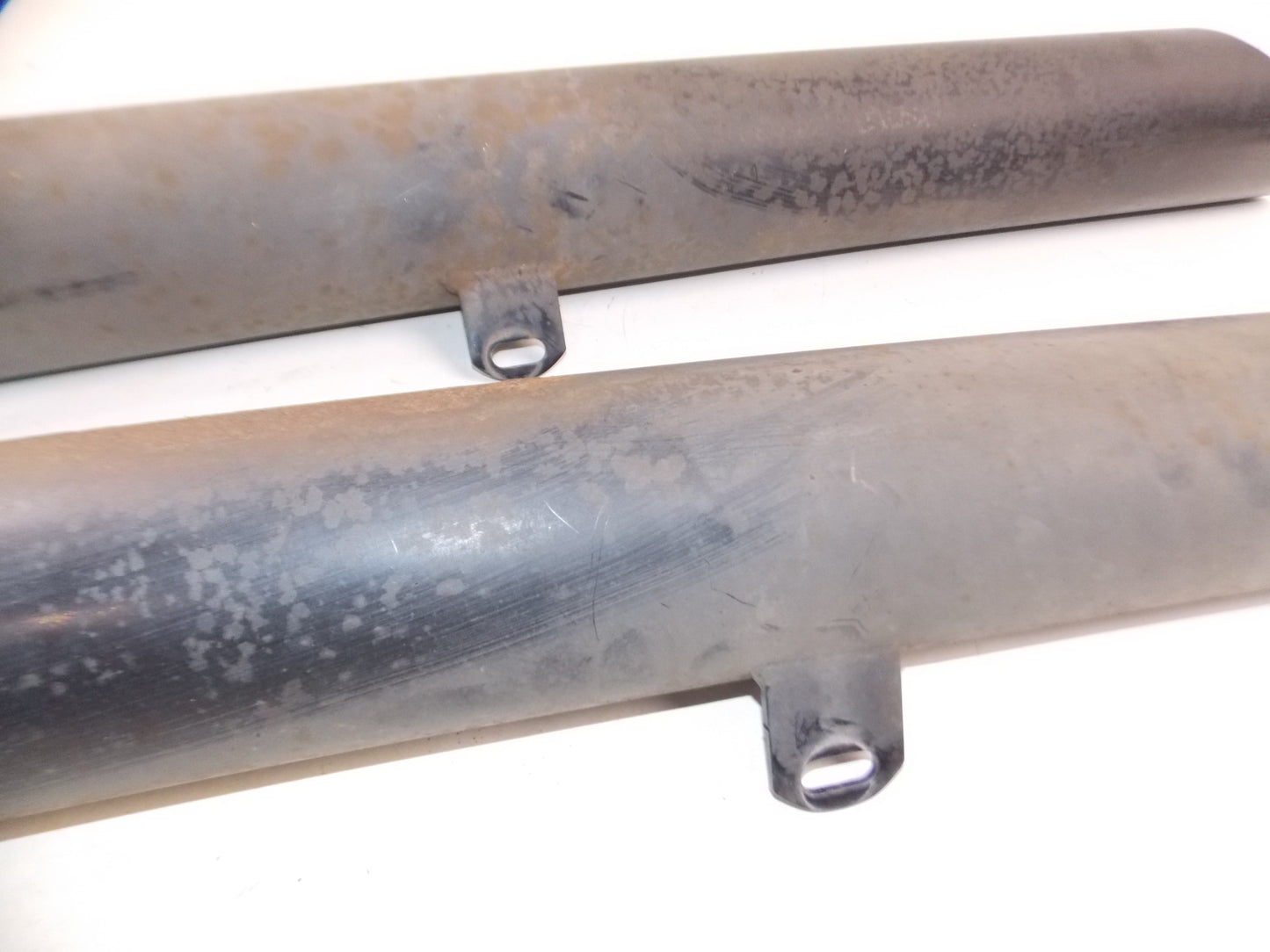 1pr BLACK EXHAUST MUFFLER PIPES INLET ID=1 3/4" L=37" OD=4" CAFE CUSTOM SPECIAL - MotoRaider