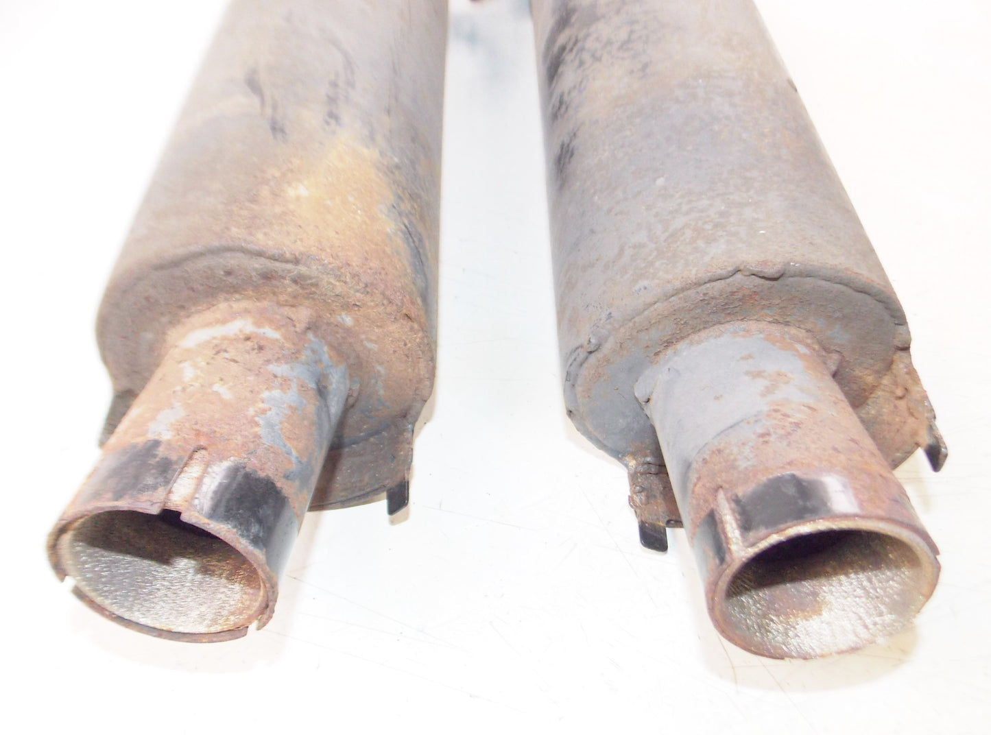 1pr BLACK EXHAUST MUFFLER PIPES INLET ID=1 3/4" L=37" OD=4" CAFE CUSTOM SPECIAL - MotoRaider