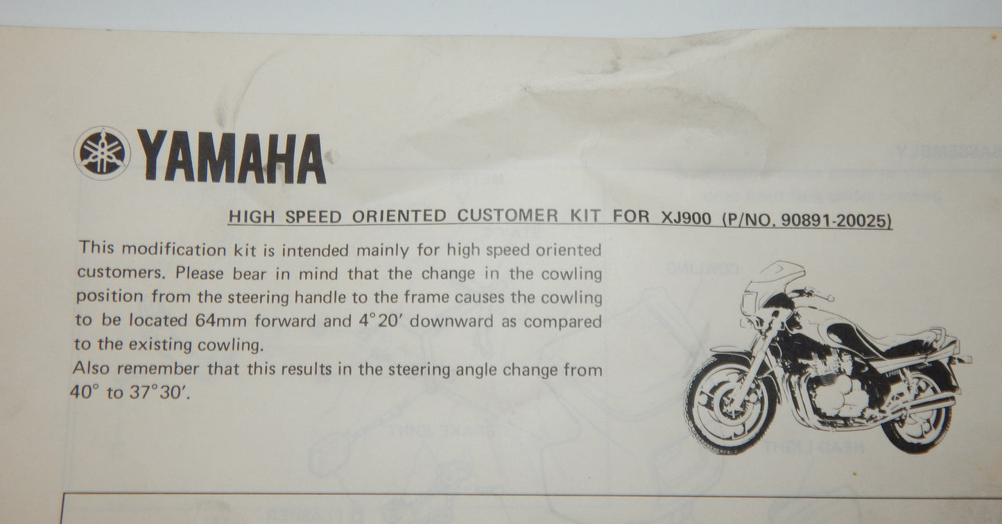 1983 YAMAHA XJ900 HIGH SPEED KIT FAIRING BRACKET HARDWARE MIRRORS 90891-20025 - MotoRaider