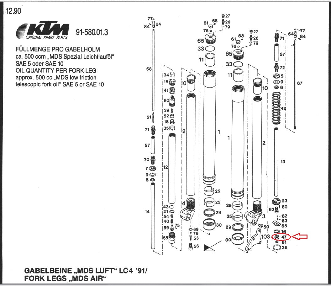 OEM KTM 90-91 500/600 LC4 MX D-XC E-XC FRONT FORK VALVE STR. LIMITER 58001547000 - MotoRaider