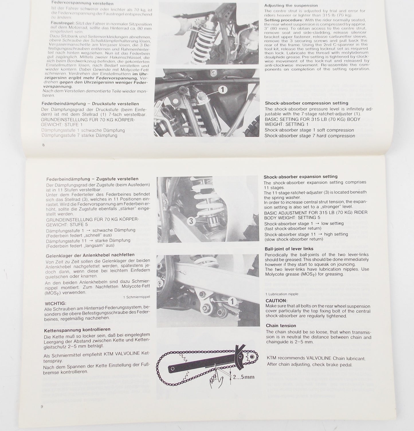 OEM KTM 125 MX OWNER'S REPAIR MANUAL GERMAN ENGLISH 201.0810.83 | 201081083 - MotoRaider