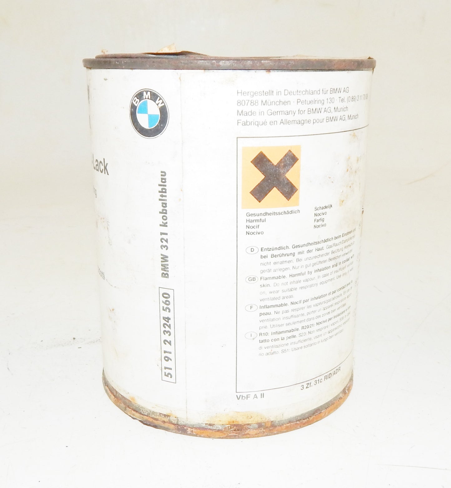 OEM BMW ACRYLIC PAINT COBALT BLUE (Kobaltblau) CAN 1000ml 2 BMW 321 51912324560 - MotoRaider