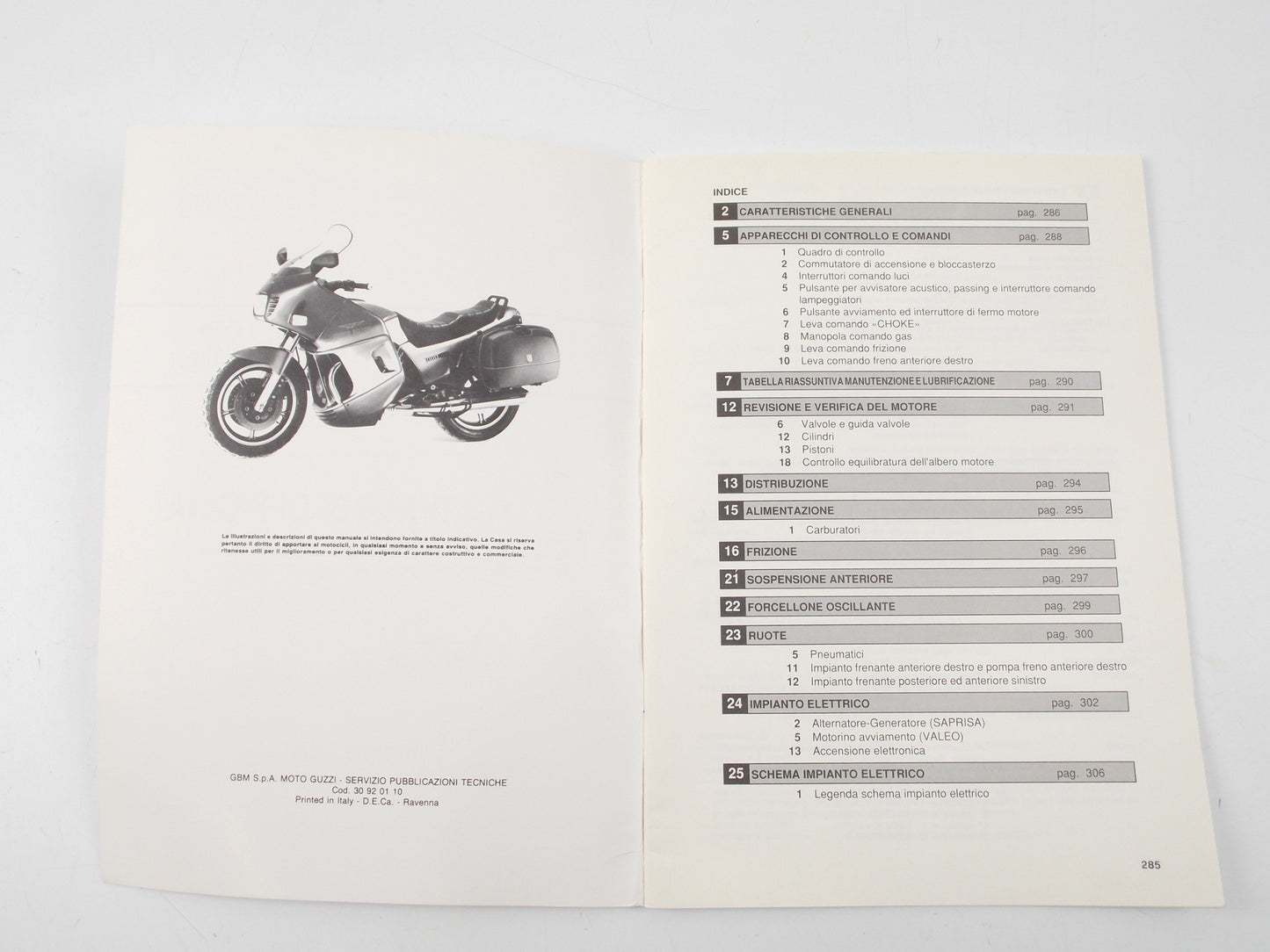 1980's MOTO GUZZI 1000 SP III - COD. 30920110 WORKSHOP MANUAL BOOK - MotoRaider
