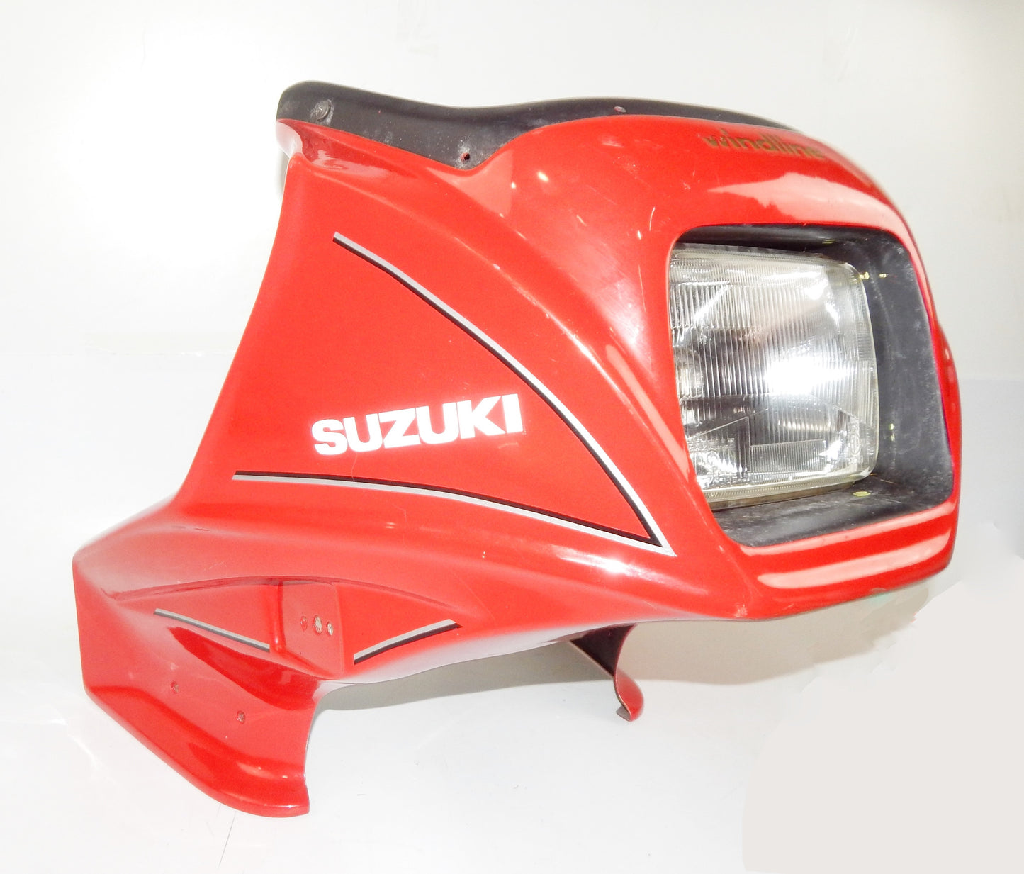 WINDLINE FIBERGLASS FAIRING COWLING+HEADLIGHT RED SUZUKI 27"x21" VINTAGE ITALY - MotoRaider