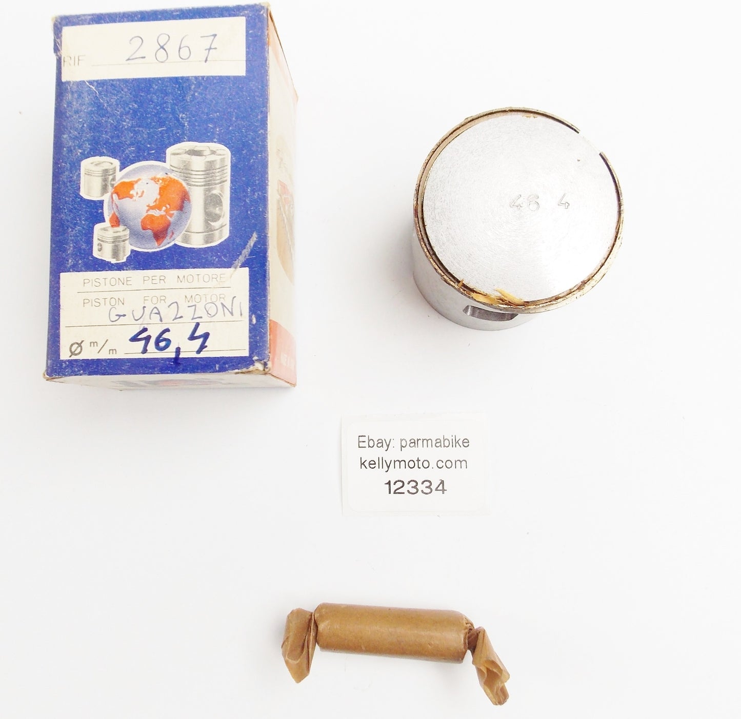 NOS ASSO WERKE 2867 PISTON + PIN + RINGS + 46.4 MM GUAZZONI MOTOR ENGINE - MotoRaider