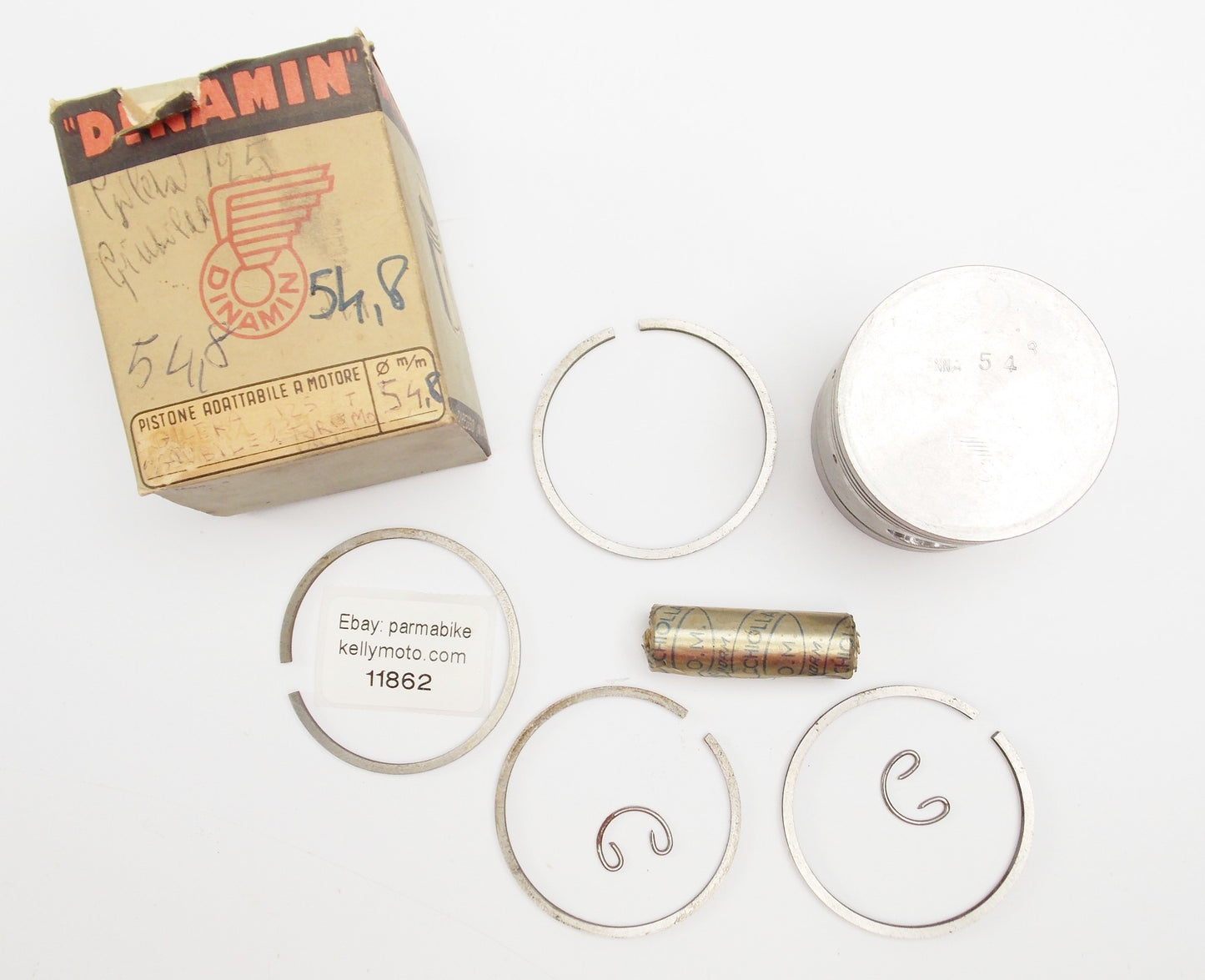 DINAMIN PISTON+RINGS+PIN+CLIPS SET CPL. D. 54.8 mm GILERA 125 4-STROKE GIUBILEO - MotoRaider