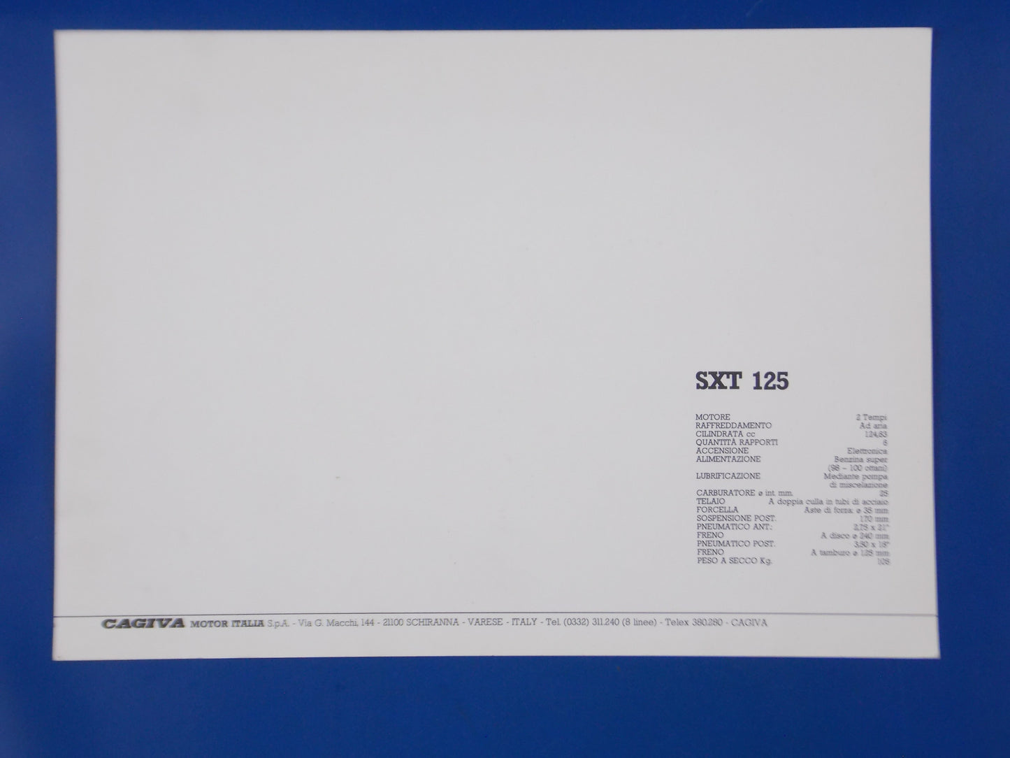 1980's CAGIVA SXT 125 2 STROKE ORIGINAL DEALER PHOTO BROCHURE VINTAGE 11x8" - MotoRaider