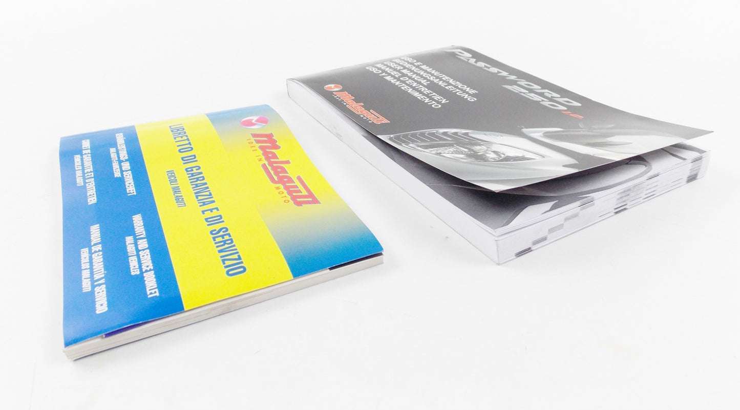 OEM MALAGUTI SCOOTER PASSWORD 250 IE USER OWNER MANUAL + WARRANTY BOOK - MotoRaider