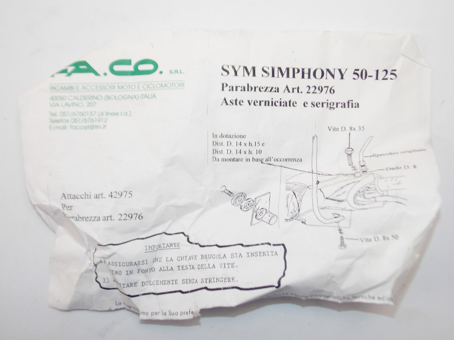 2009-15 SYM SYMPHON 50-125 WINDSCREEN WINDSHIELD ATTACHMENT MOUNT KIT FACO 22976 - MotoRaider