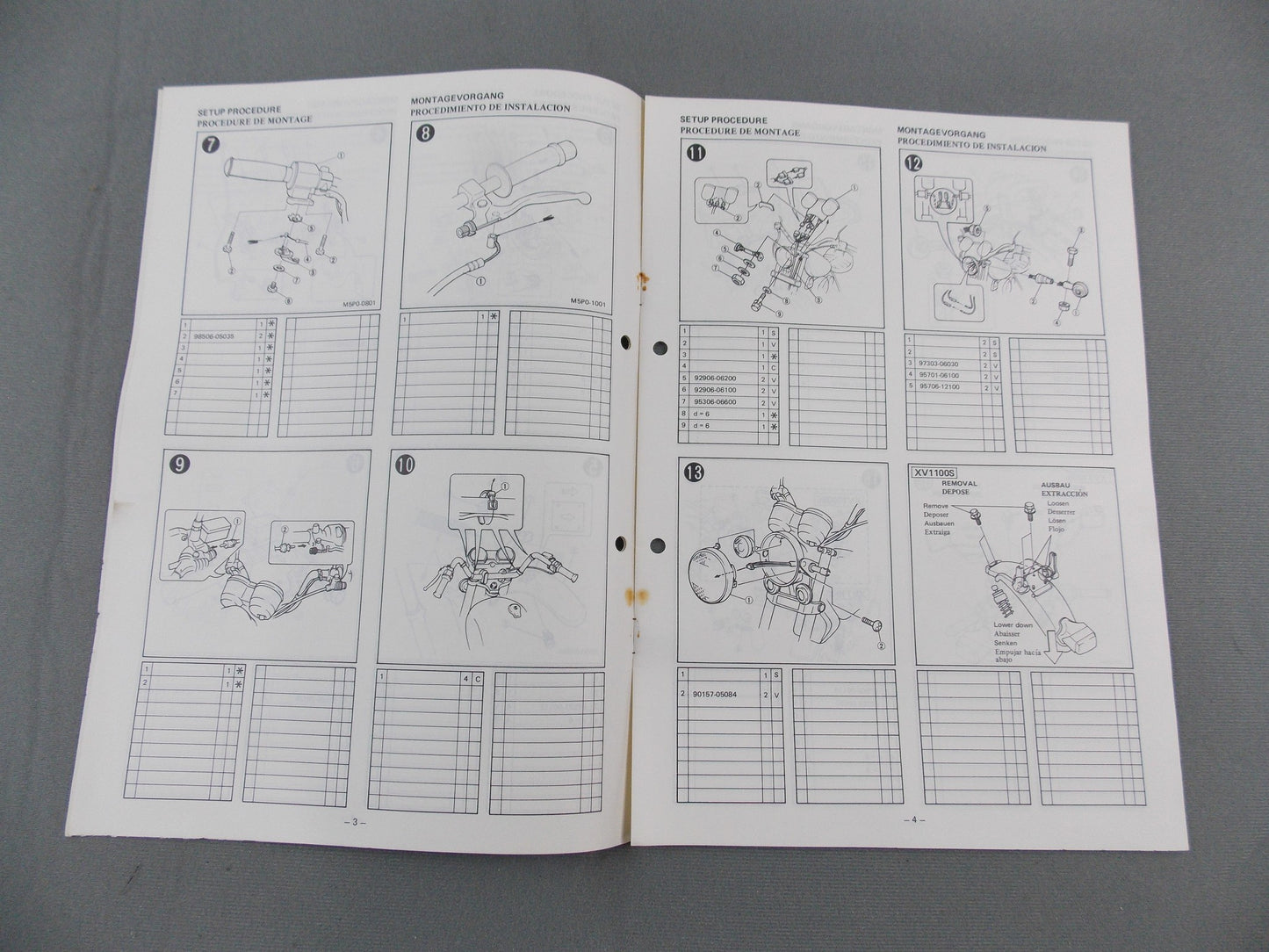 YAMAHA 1986 XV1000SE/XV1100S ASSEMBLY MANUAL ENGLISH ITALIAN GERMAN 2AE-28107-W0 - MotoRaider