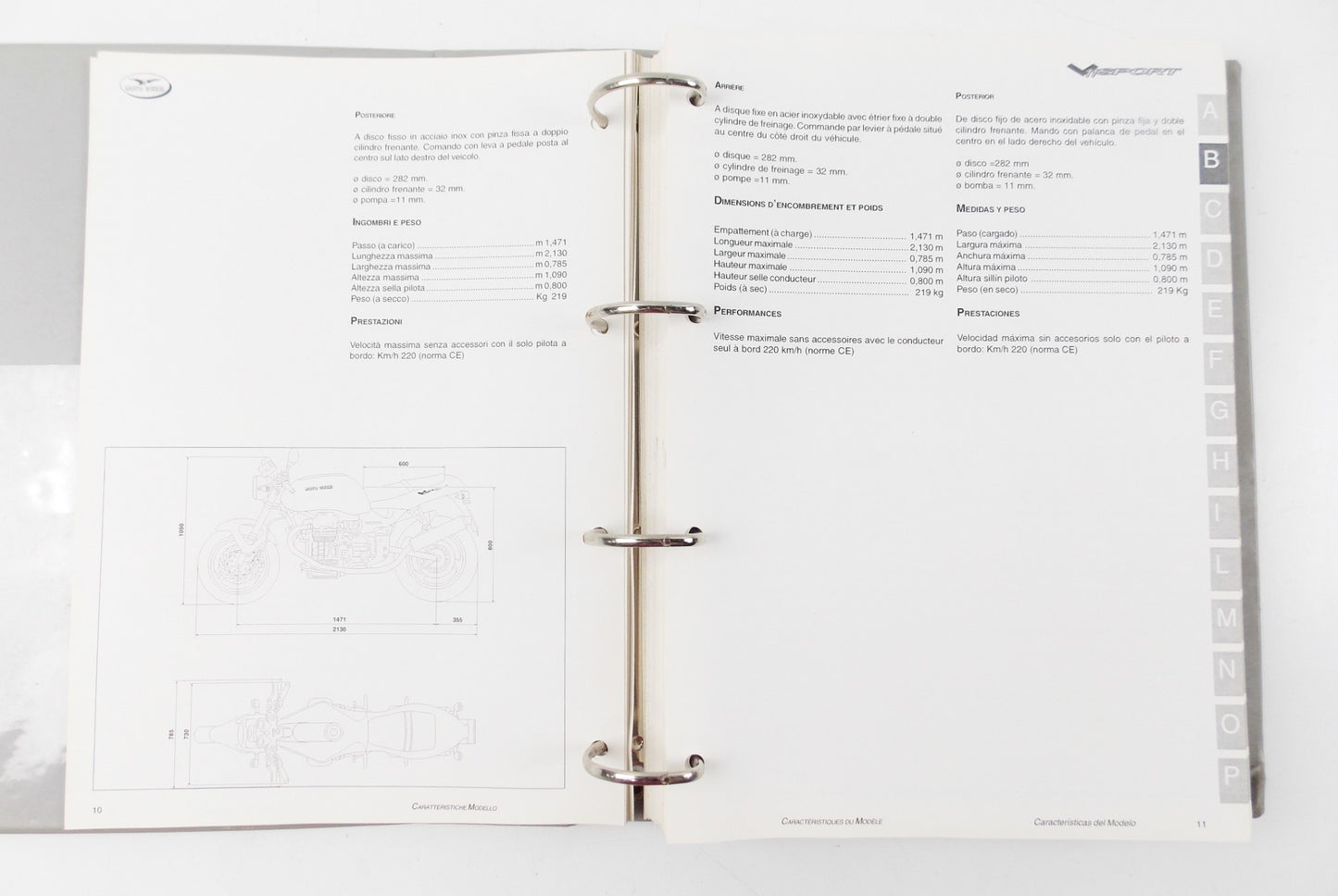 GUZZI V11 SPORT WORKSHOP REPAIR MAINTENANCE MANUAL BOOK ITALIAN FRENCH SPANISH - MotoRaider