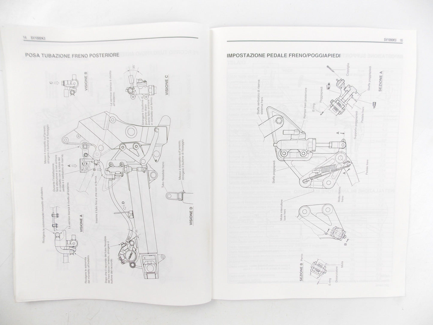 SUZUKI SV1000 SUPPLEMENT SERVICE MANUAL BOOK CATALOG ITALIAN 99501-39540-01B - MotoRaider