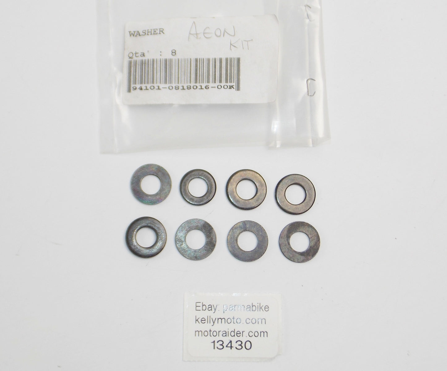 OEM AEON CUBE X4 350 PLAIN WASHER SEAT & CAGE 94101-0818016-00K | KIT OF 8 - MotoRaider