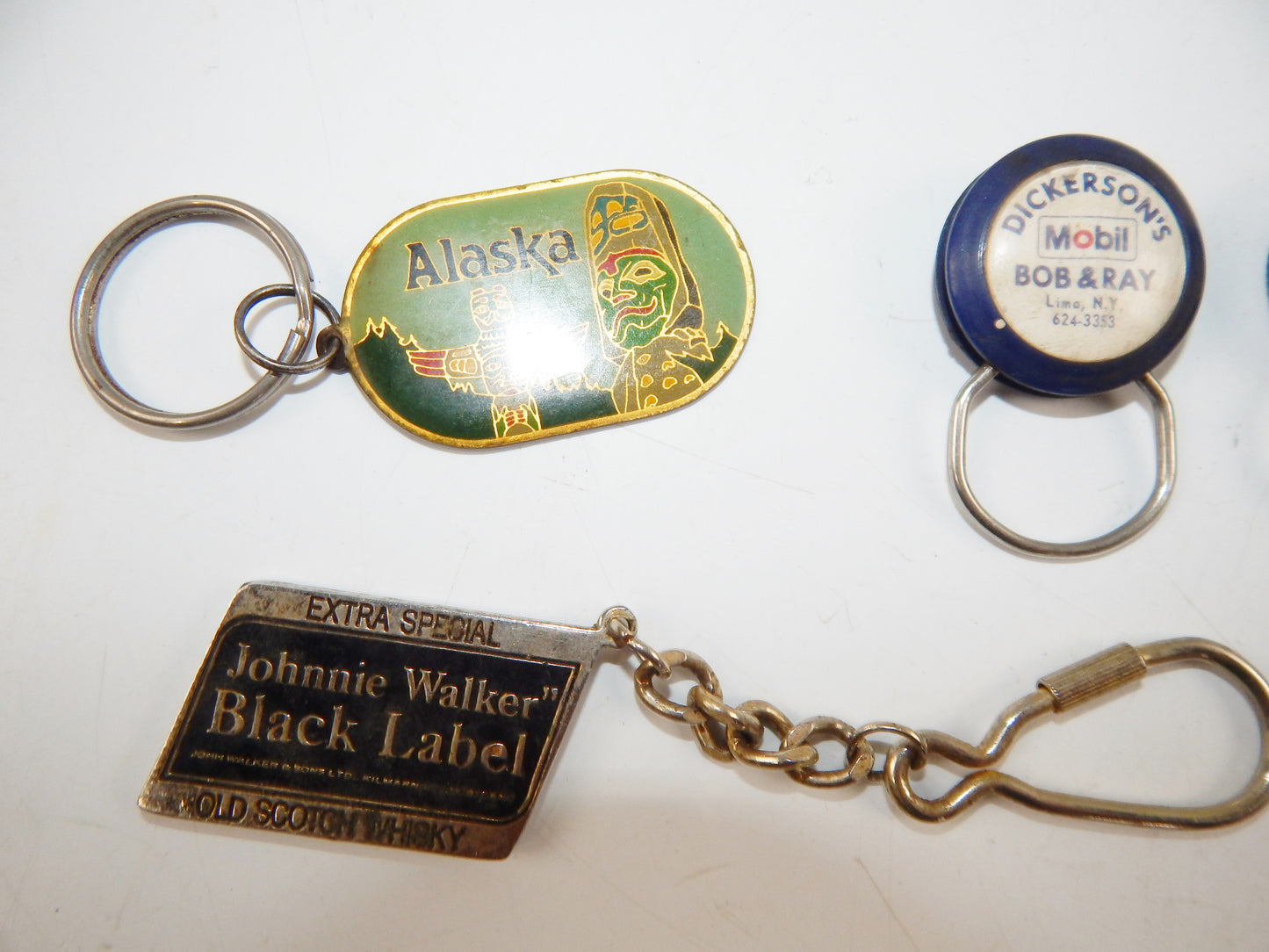 MIX VINTAGE KEY CHAIN FOB WALKER SYNTEC AMC ALASKA FIRESTONE MOBIL VODKA MOBIL - MotoRaider