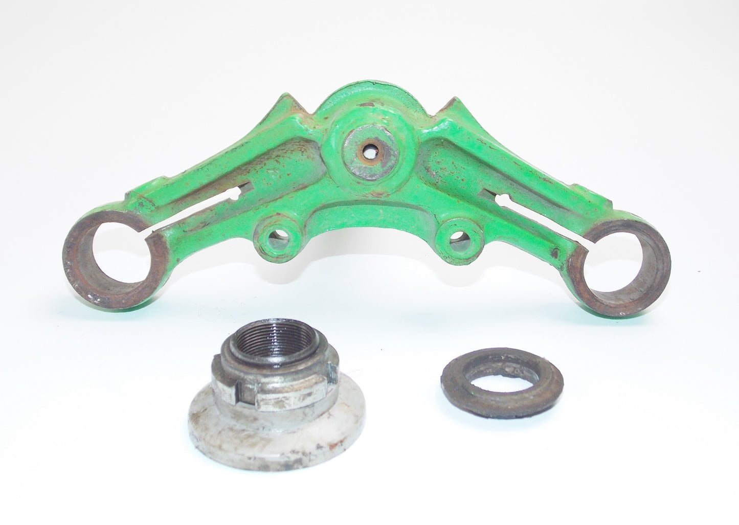 1970's FRONT FORK STEERING STEM + LOWER PLATE CONE RACES + DUST SEAL GREEN - MotoRaider
