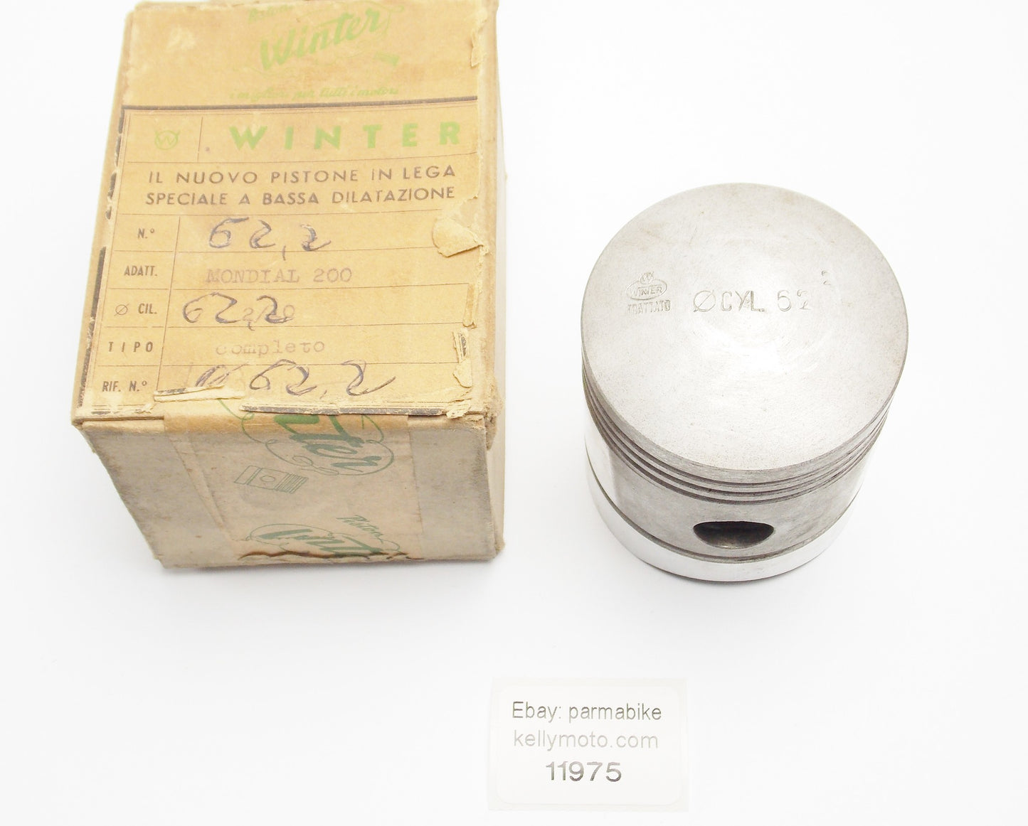 NOS WINTER MONDIAL 200 cc MOTOR ENGINE PISTON + PIN SET DIAMETER 62.2 mm - MotoRaider