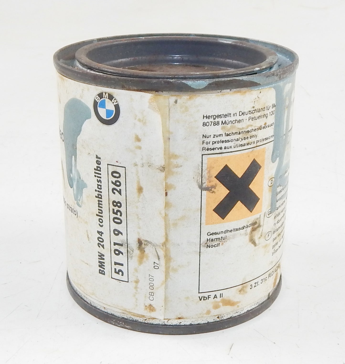 OEM BMW PAINT CAN 250ml BASECOAT METALLIC BMW 204 COLUMBIA SILVER 51919058260 - MotoRaider
