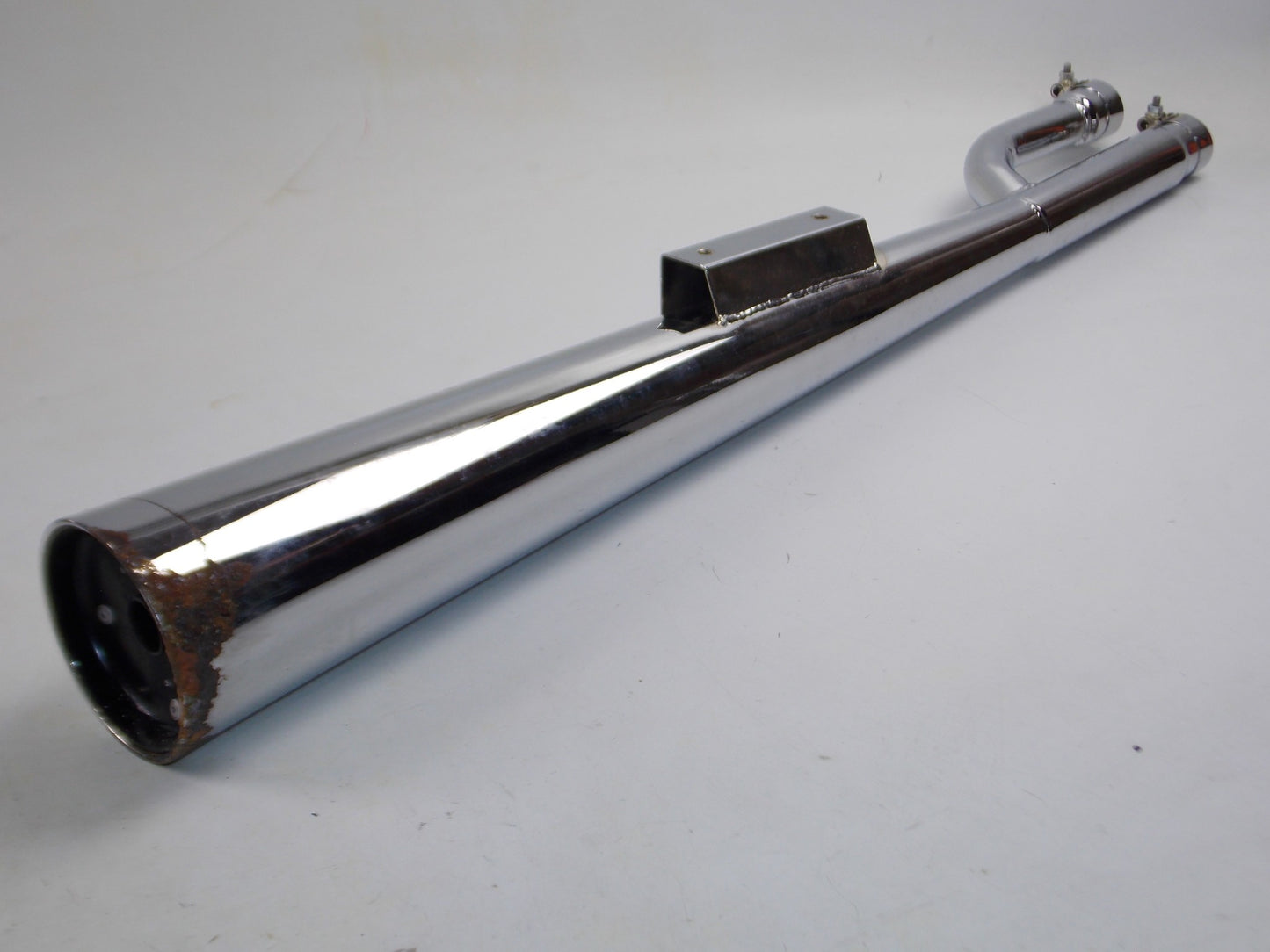 NOS SITO 1253 YAMAHA XS750 RIGHT CHROME EXHAUST MUFFLER 2 in 1 PIPE - MotoRaider