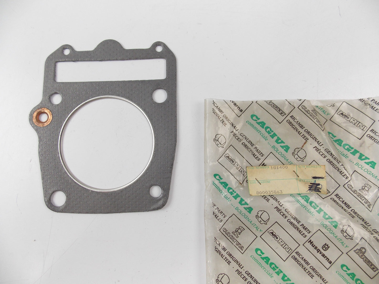 NOS OEM CAGIVA 1984-1988 ALA ROSSA 350 II SERIE CYLINDER HEAD GASKET 800035863 - MotoRaider