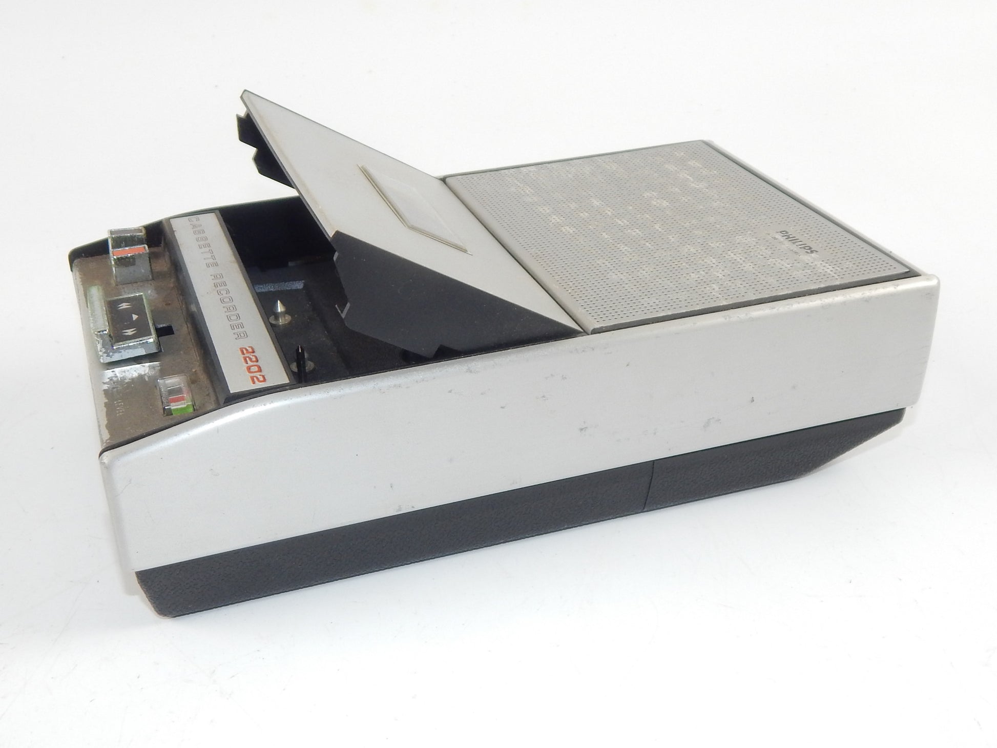 1970's PHILLIPS CASSETE RECORDER PLAYER 2202 TAPE SPEED 4.75 cm/s MICHROPHONE - MotoRaider