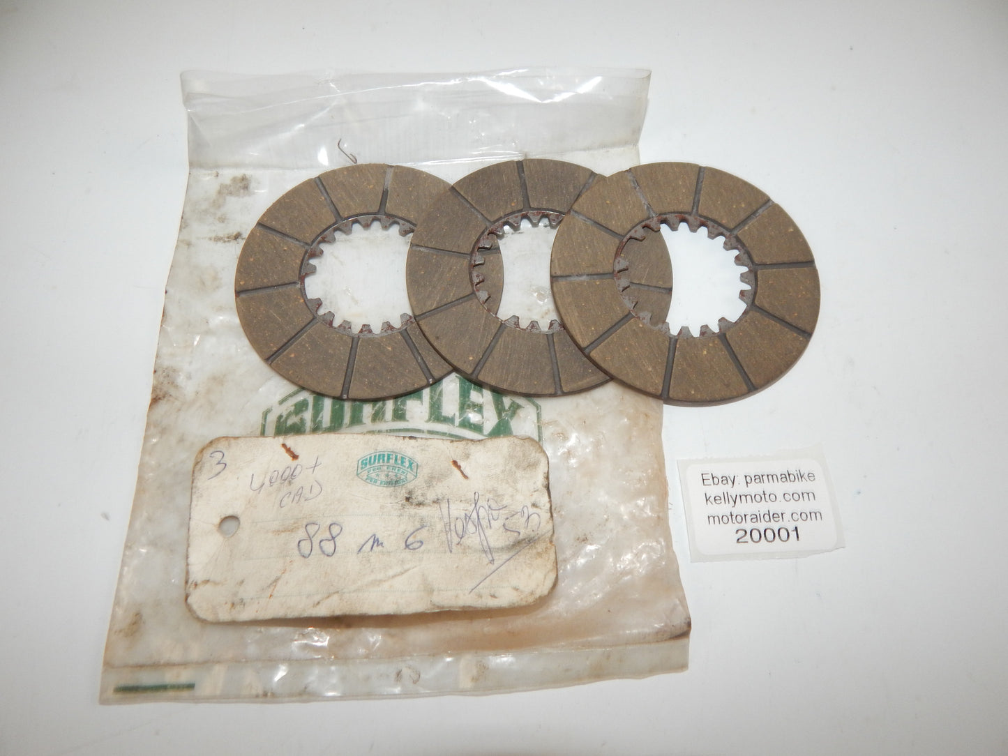 3 SURFLEX CLUTCH DISCS 88-M-6 1953 VESPA PIAGGIO VINTAGE SCOOTER MOTOR - MotoRaider