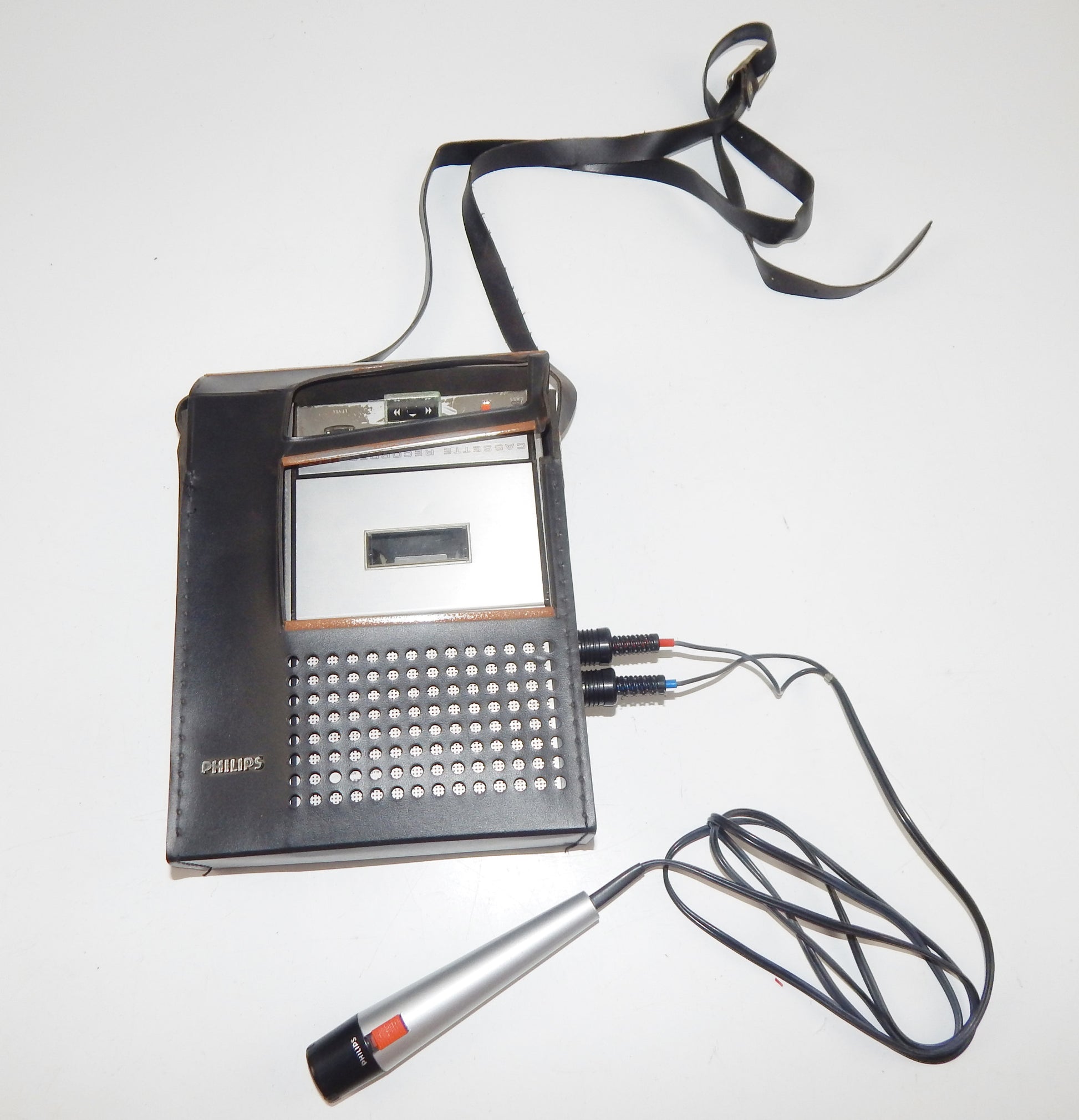 1970's PHILLIPS CASSETE RECORDER PLAYER 2202 TAPE SPEED 4.75 cm/s MICHROPHONE - MotoRaider