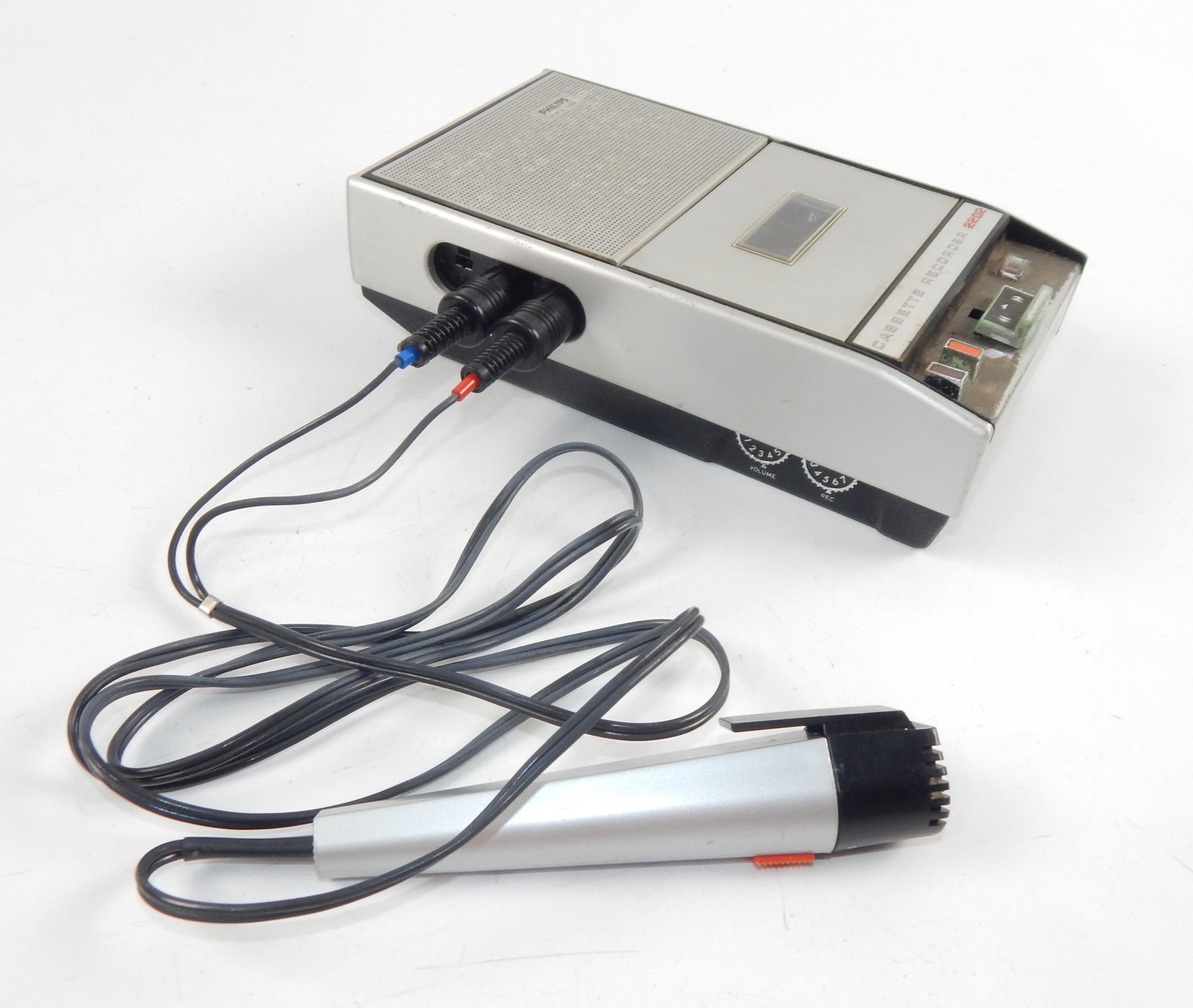 1970's PHILLIPS CASSETE RECORDER PLAYER 2202 TAPE SPEED 4.75 cm/s MICHROPHONE - MotoRaider