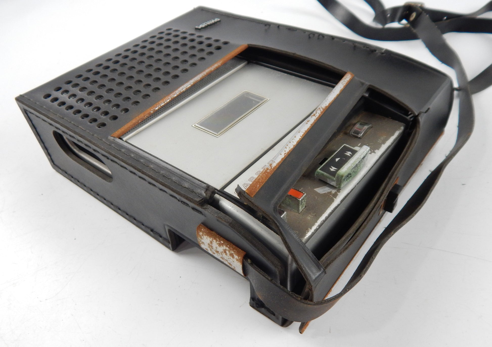 1970's PHILLIPS CASSETE RECORDER PLAYER 2202 TAPE SPEED 4.75 cm/s MICHROPHONE - MotoRaider