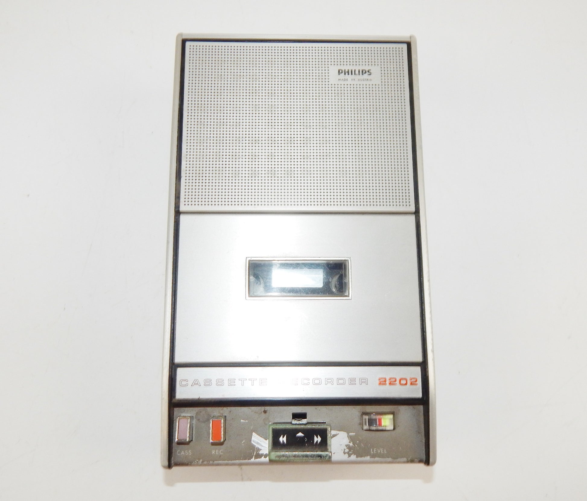 1970's PHILLIPS CASSETE RECORDER PLAYER 2202 TAPE SPEED 4.75 cm/s MICHROPHONE - MotoRaider