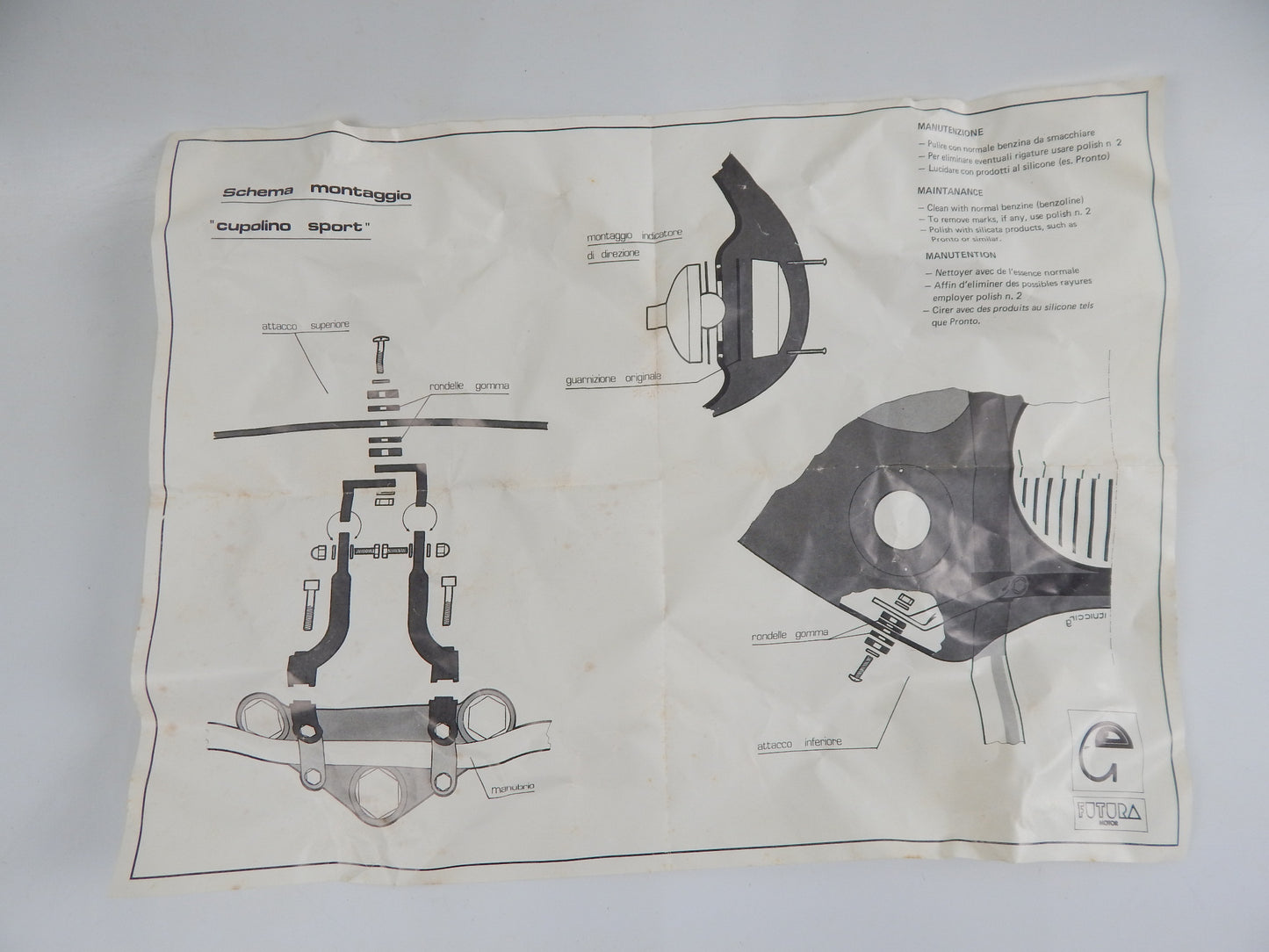 FUTURA UNIVERSAL SPORT WINDSCREEN MOUNT BRACKET HARDWARE ART FA 5/B MOTORYCLE - MotoRaider