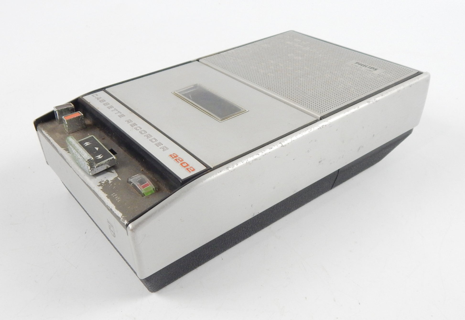 1970's PHILLIPS CASSETE RECORDER PLAYER 2202 TAPE SPEED 4.75 cm/s MICHROPHONE - MotoRaider