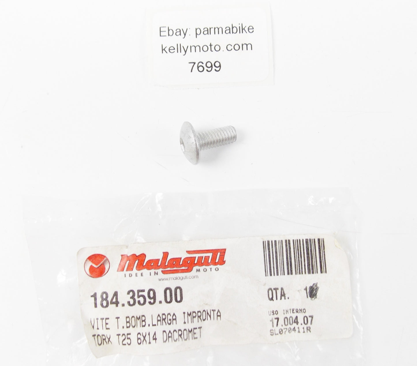 NOS OEM 2007 MALAGUTI XTM50 ENDURO FUEL TANK SCREW TORX T25 6x14 184.359.00 - MotoRaider