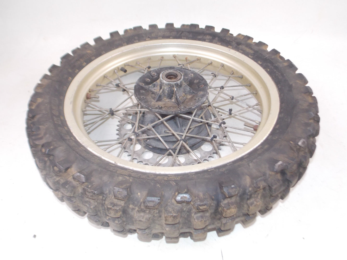 1980's HUSQVARNA REAR HUB WHEEL SPROCKET TIRE NORDISC GOLD 2.50 x 18" 151682701 - MotoRaider