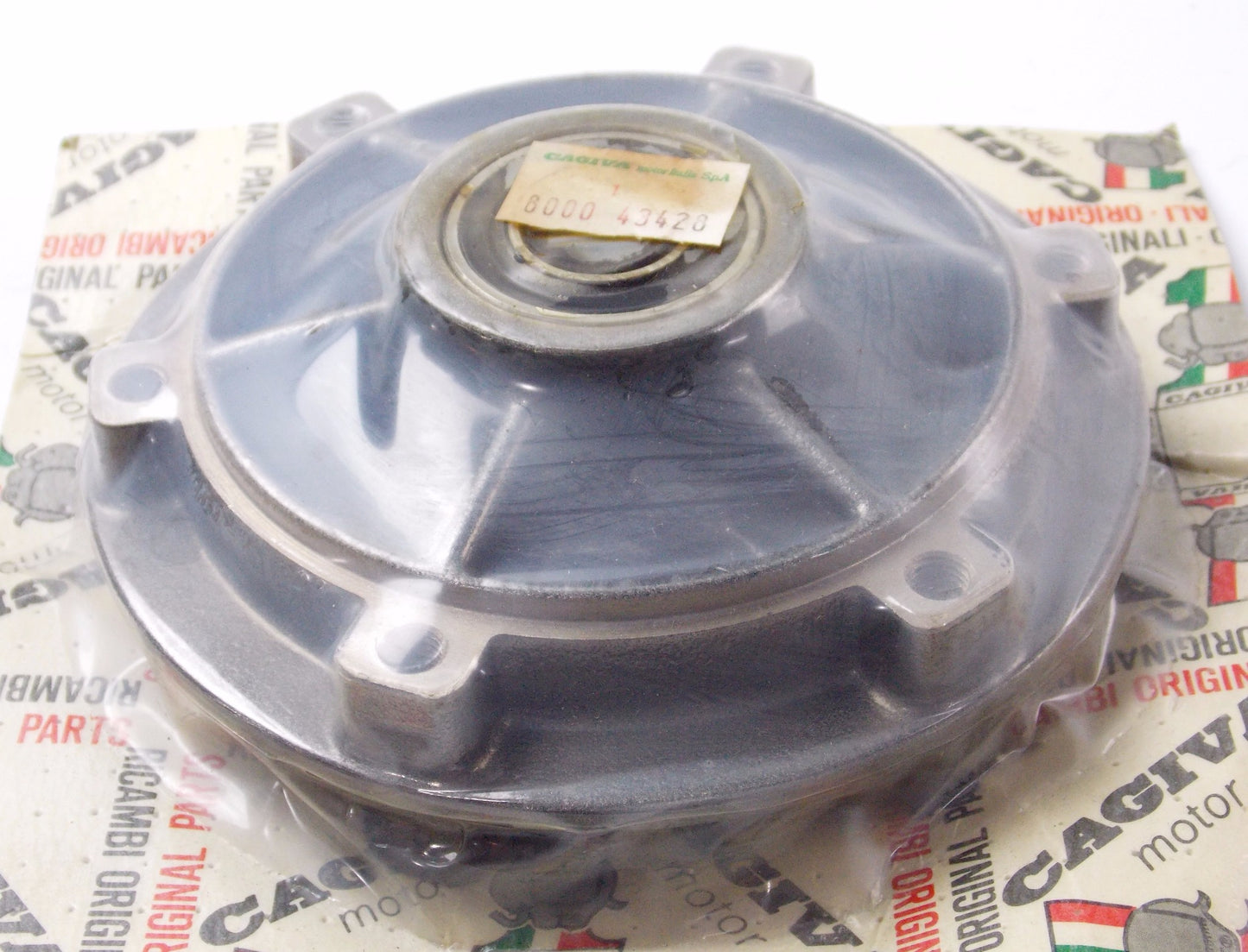 NOS OEM CAGIVA 1987 ALLETA ORO 125-S2 REAR WHEEL SPROCKET FLANGE ASSY 800043428 - MotoRaider
