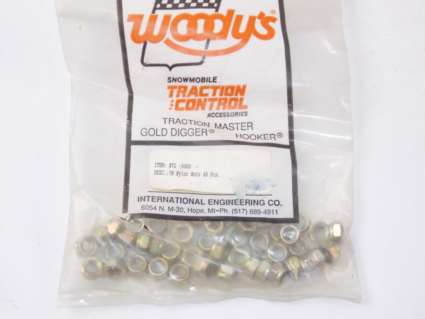 WOODY'S SNOWMOBILE NYLOCK NUTS HEXA 7mm 48Pcs NYL-5000 - MotoRaider