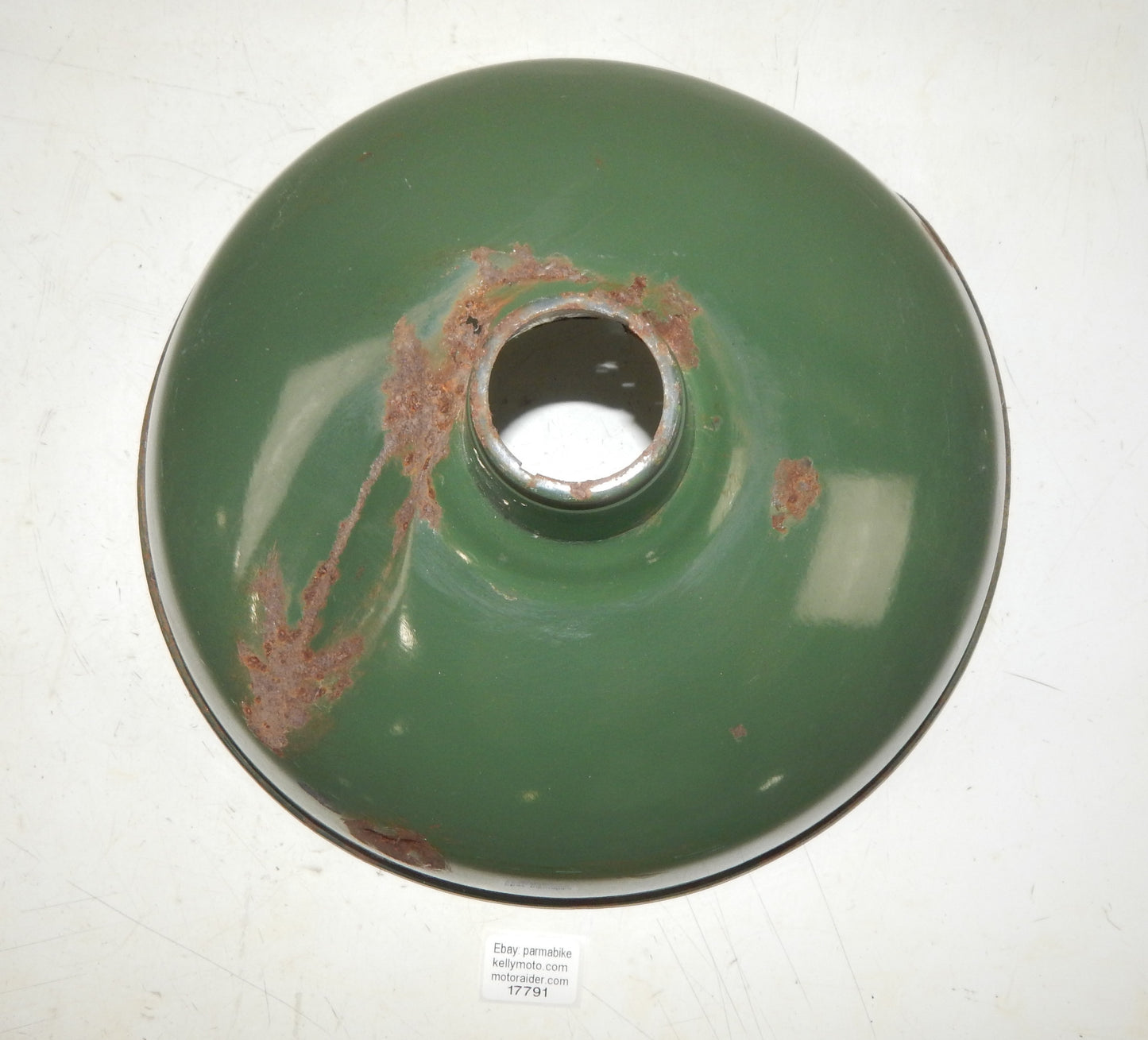 METAL SHOP LIGHT SHADE GREEN PORCELAIN ENAMEL D=14" GARAGE INDUSTRIAL MANCAVE - MotoRaider