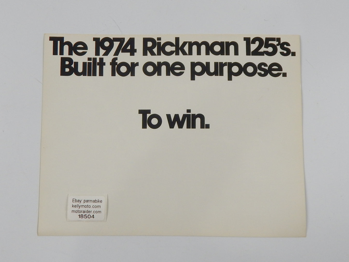 1974 RICKMAN 125 SIX DAYS ENDURO (RS125D) MOTOCROSS (R125MX) DEALER SPEC SHEET - MotoRaider