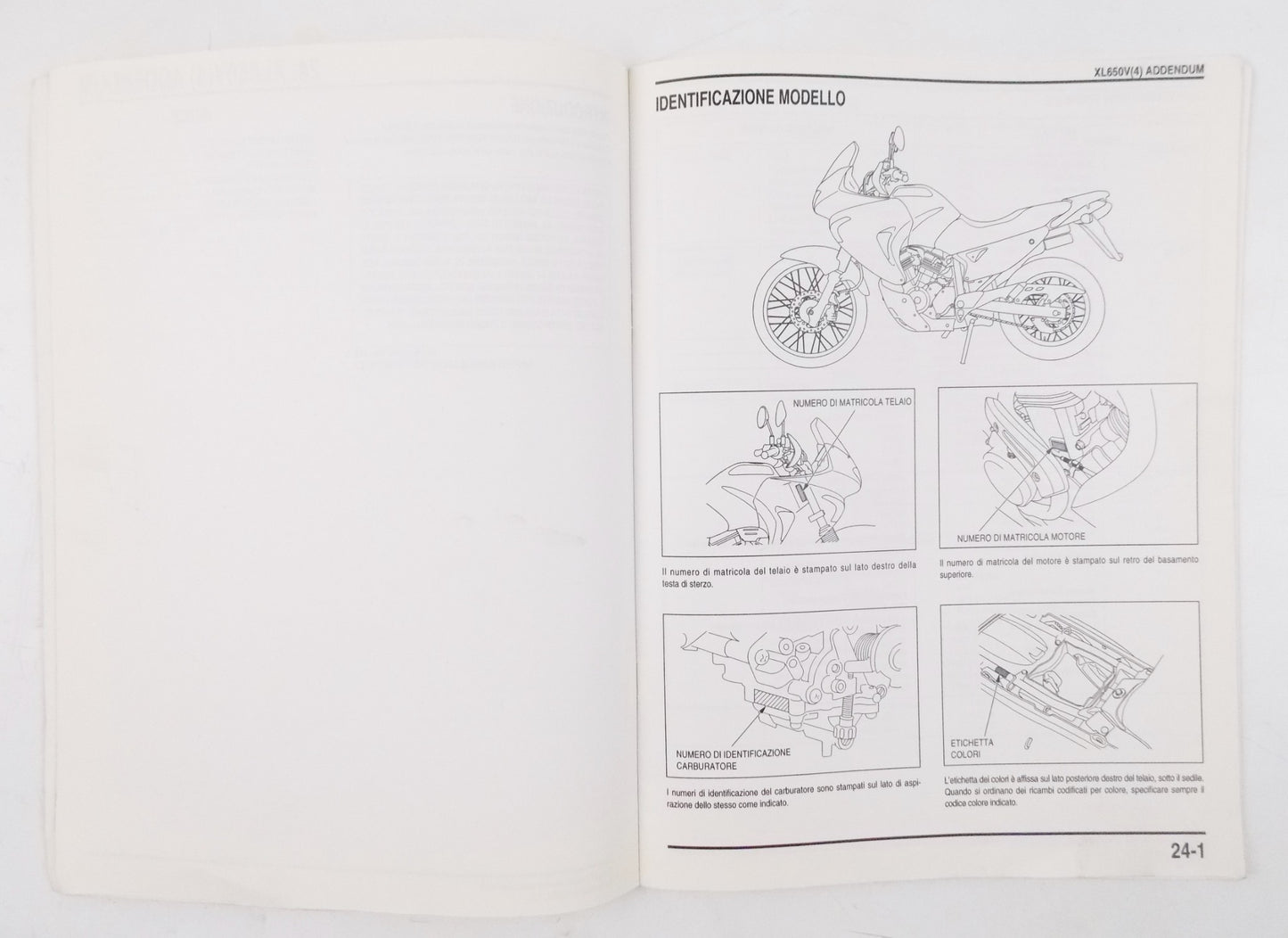HONDA XL650V WORKSHOP MANUAL REPAIR MECHANICAL SERVICE BOOK ITALIAN - MotoRaider
