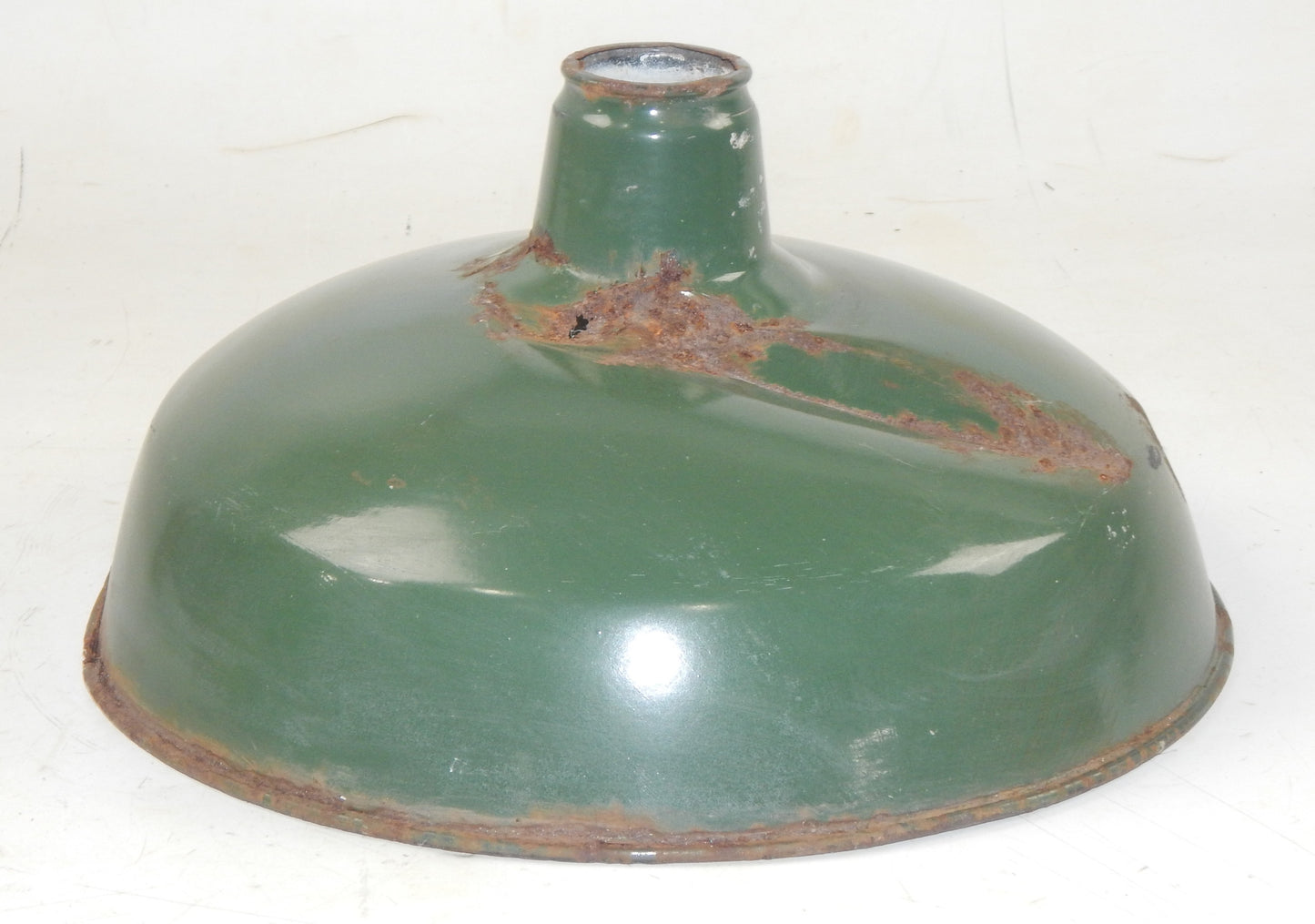 METAL SHOP LIGHT SHADE GREEN PORCELAIN ENAMEL D=14" GARAGE INDUSTRIAL MANCAVE - MotoRaider