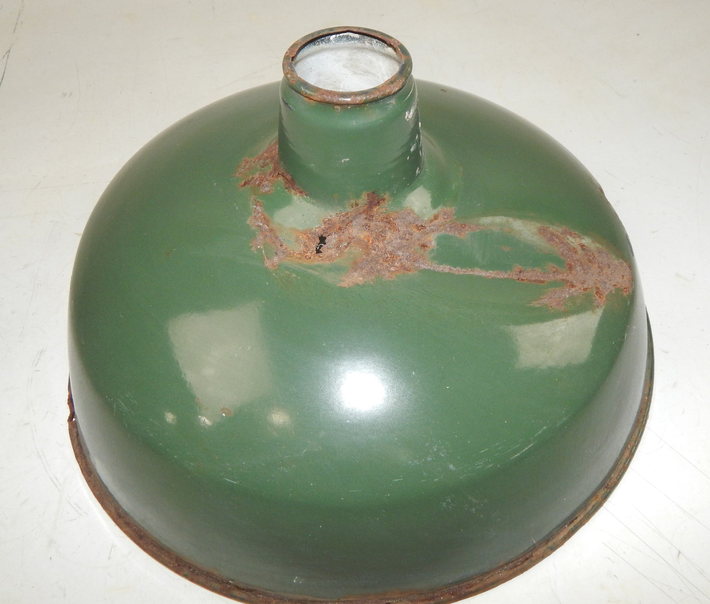 METAL SHOP LIGHT SHADE GREEN PORCELAIN ENAMEL D=14" GARAGE INDUSTRIAL MANCAVE - MotoRaider