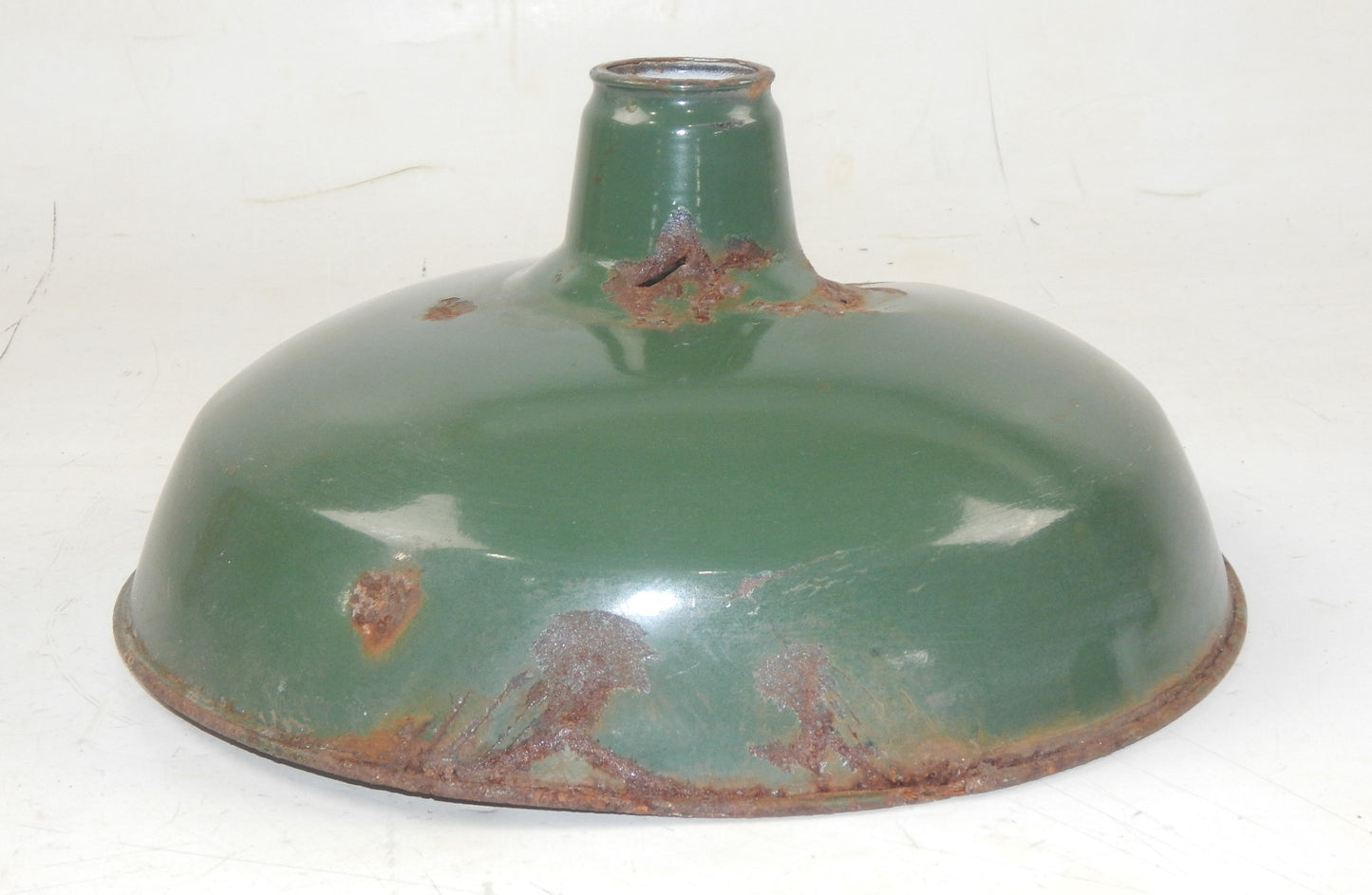 METAL SHOP LIGHT SHADE GREEN PORCELAIN ENAMEL D=14" GARAGE INDUSTRIAL MANCAVE - MotoRaider