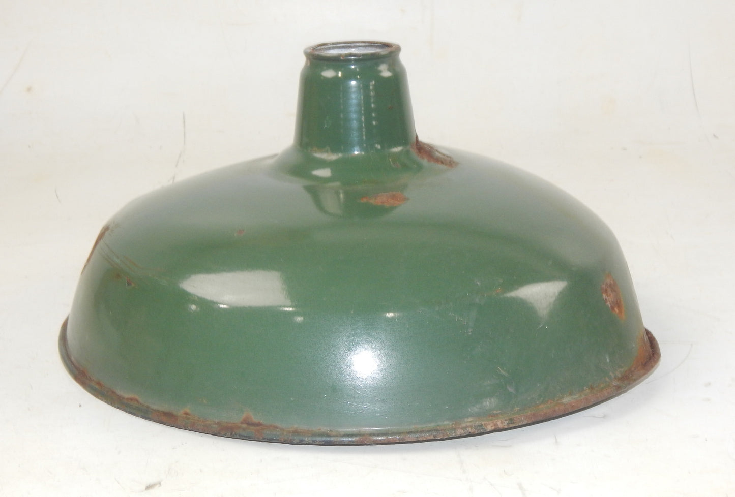 METAL SHOP LIGHT SHADE GREEN PORCELAIN ENAMEL D=14" GARAGE INDUSTRIAL MANCAVE - MotoRaider