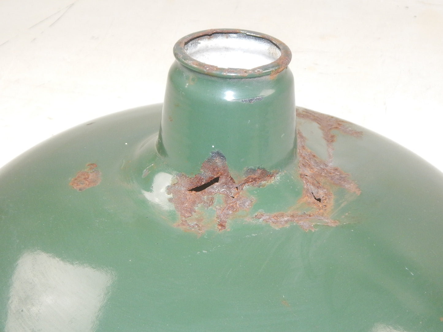 METAL SHOP LIGHT SHADE GREEN PORCELAIN ENAMEL D=14" GARAGE INDUSTRIAL MANCAVE - MotoRaider