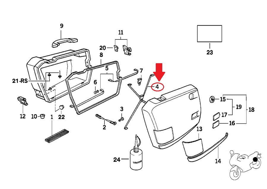 OEM BMW 84-00 F650 K100/LT R100R/RS INTEGRAL CASE RUBBER BAND 335mm #46542315754 - MotoRaider