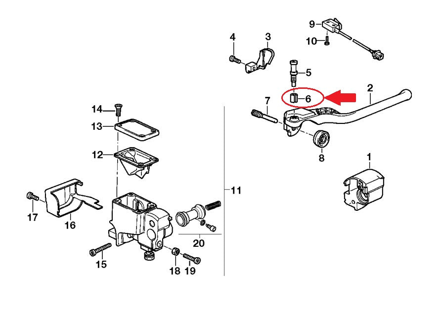 NOS OEM BMW 89-07 K100RS/1100LT/RS R1100R/850R HANDL UNIT RIGHT BUSH 32722310754 - MotoRaider
