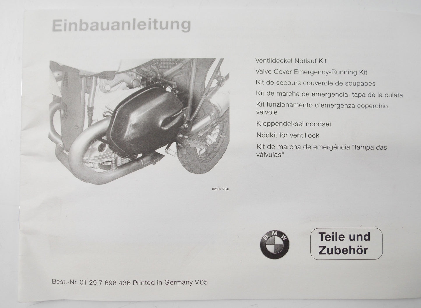 NOS OEM BMW 2004-2009 R1200GS HEAD VALVE COVER EMERGENCY-RUNNING KIT 71607693897 - MotoRaider