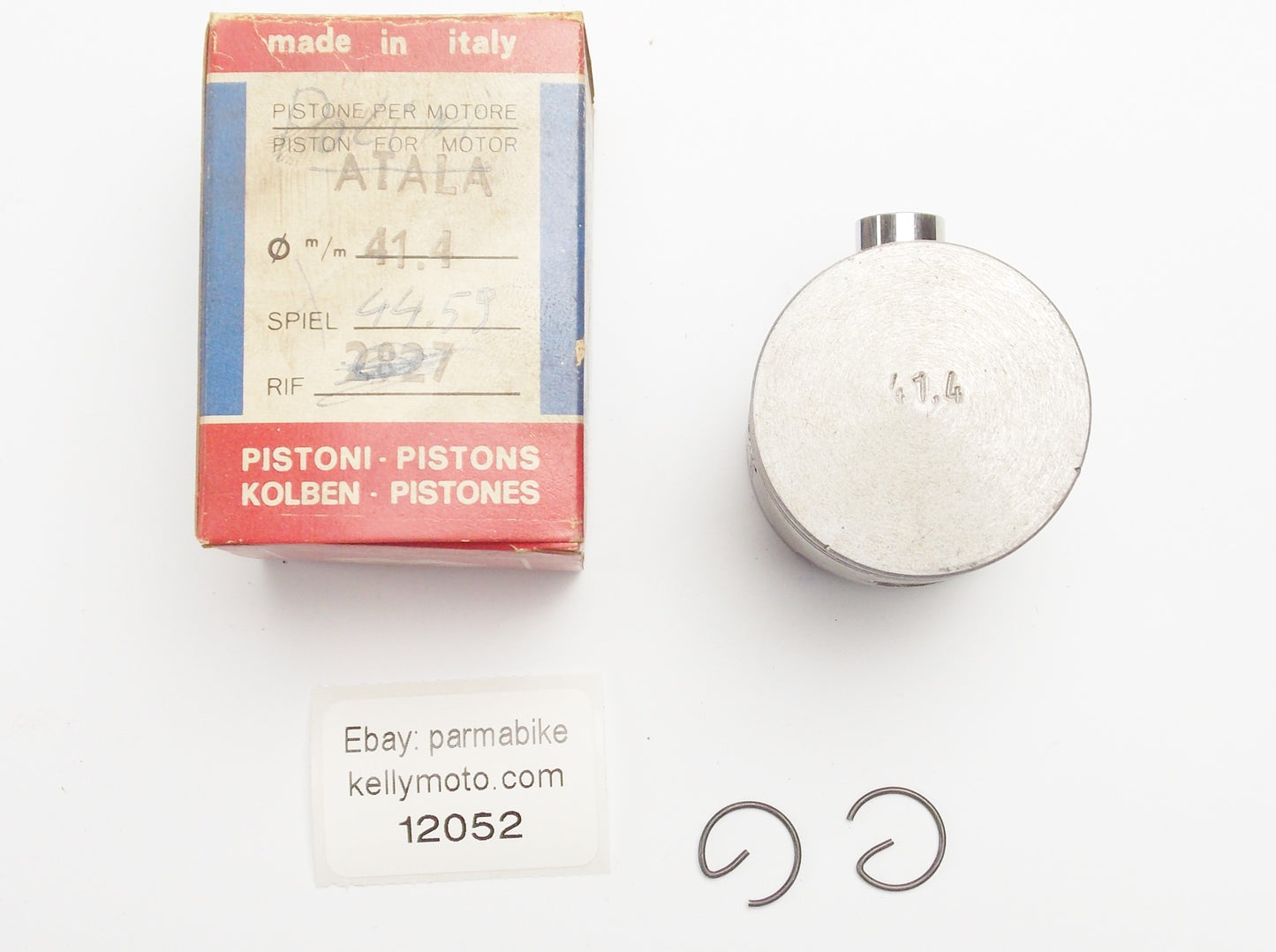 NOS ASSO WERKE 4459 PISTON + PIN + CLIPS DIAMETER 41.4 mm ATALA MOTOR - MotoRaider